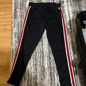 PacSun Black Joggers with Red and White Stripes